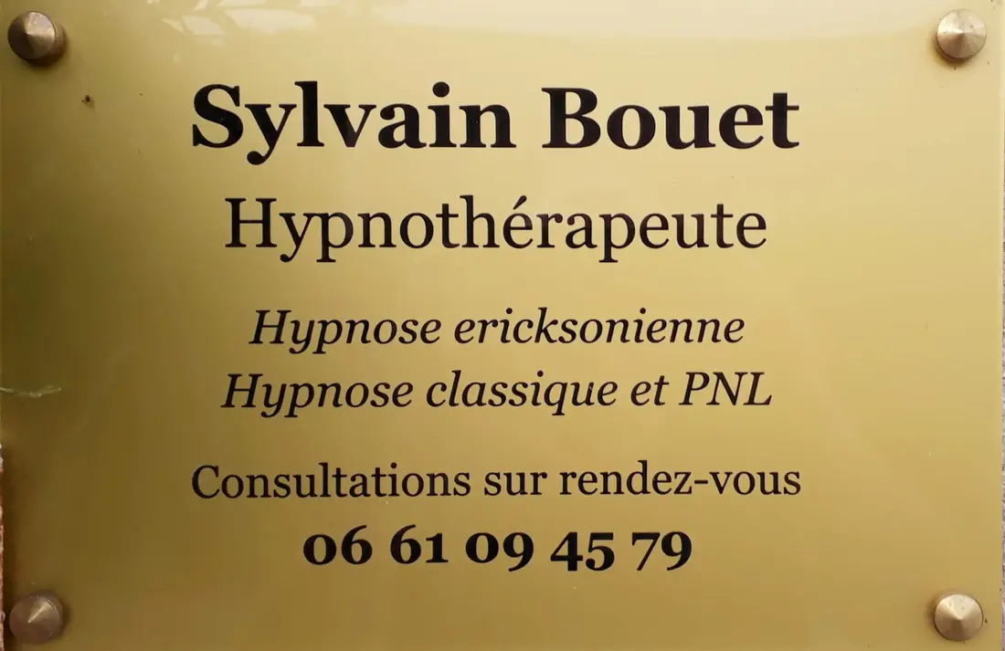 Plaque professionnelle Sylvain Bouet, hypnothérapeute
